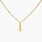 JUNE ELLE gold lucky number charm number 4 on sphere chain front view on white background, customizable 0–9