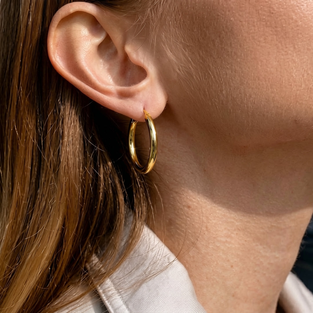 Gold Nova 40mm Hoop Earrings