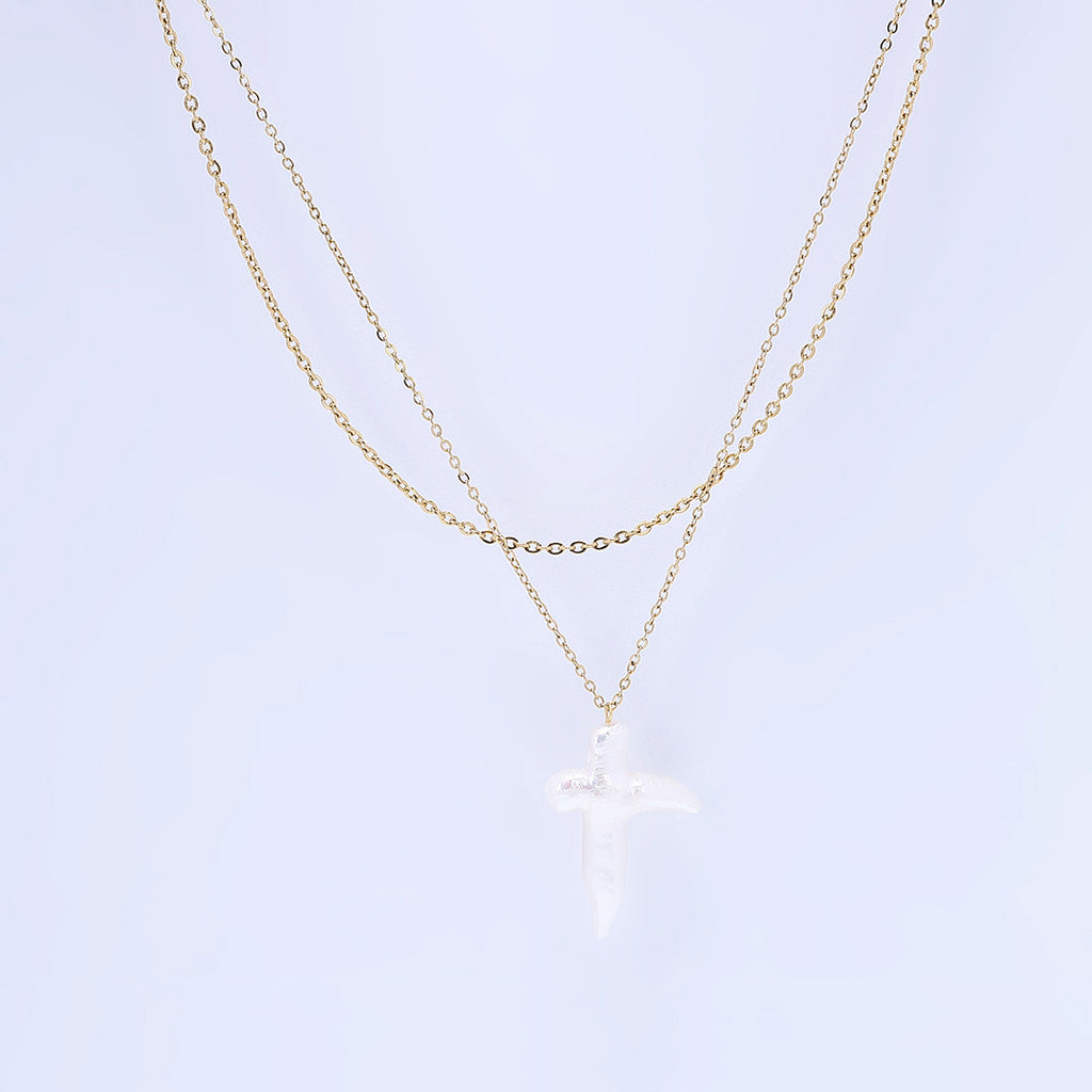 Gold Perla Cross Necklace