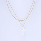Gold Perla Cross Necklace