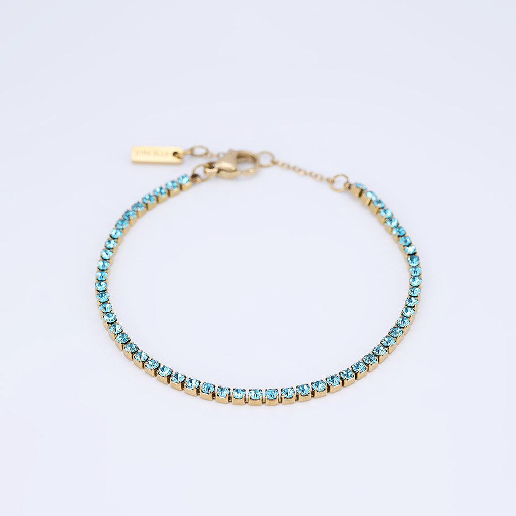 Gold Tiny Birthstone Tennis Bracelet