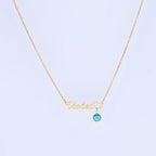 Gold Birthstone Name Necklace