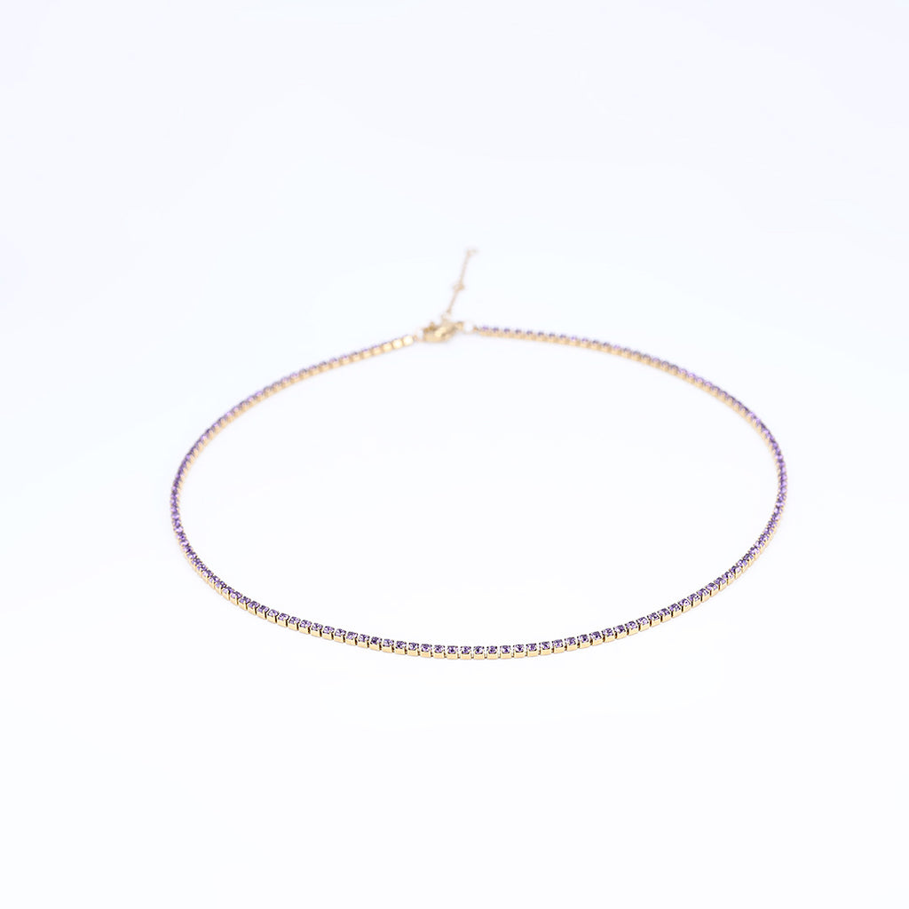 Gold Tiny Birthstone Tennis Necklace