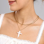 Gold Perla Cross Necklace