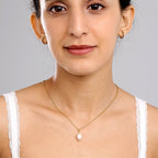 Gold Freshwater Pearl Drop Necklace