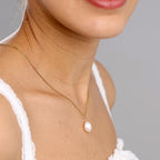 Gold Freshwater Pearl Drop Necklace