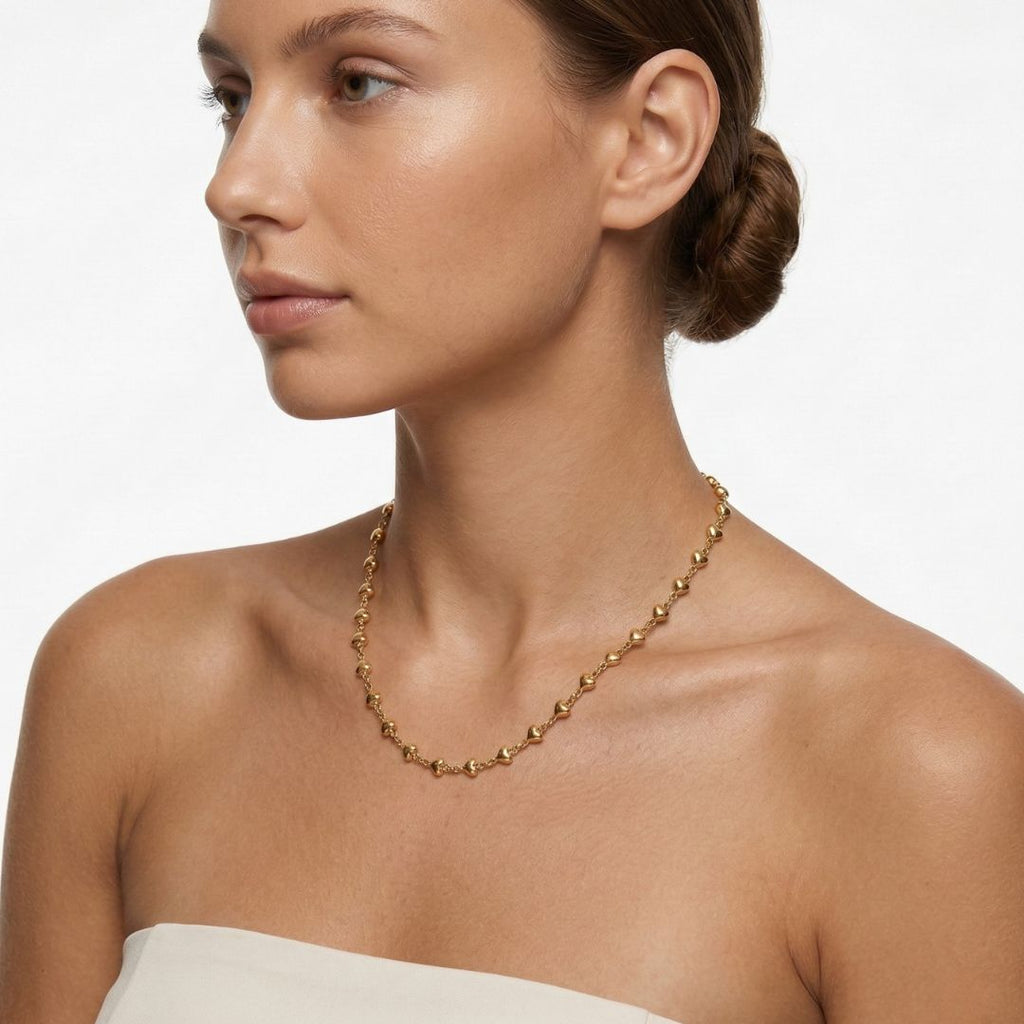 Gold Amour Hearts Chain Necklace