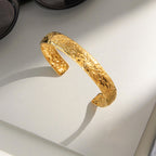 Gold Orchid Bloom Cuff Bangle