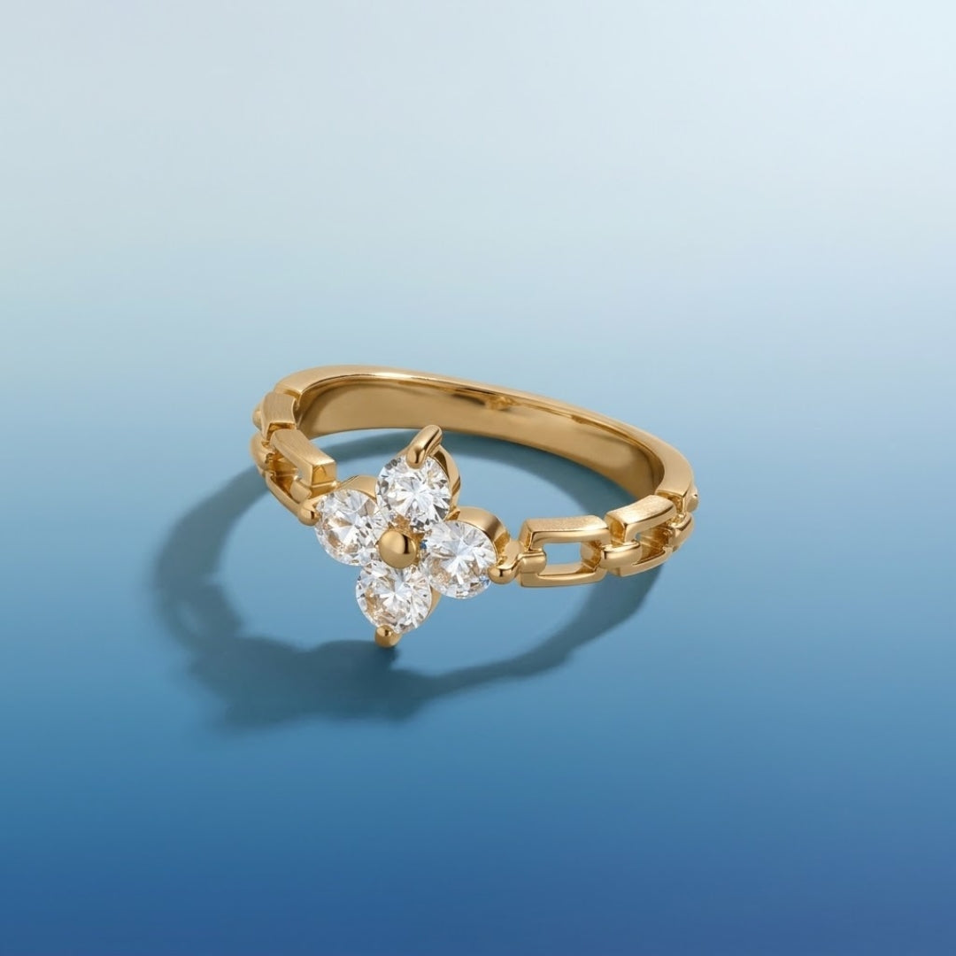 Gold Lucky Clover Ring