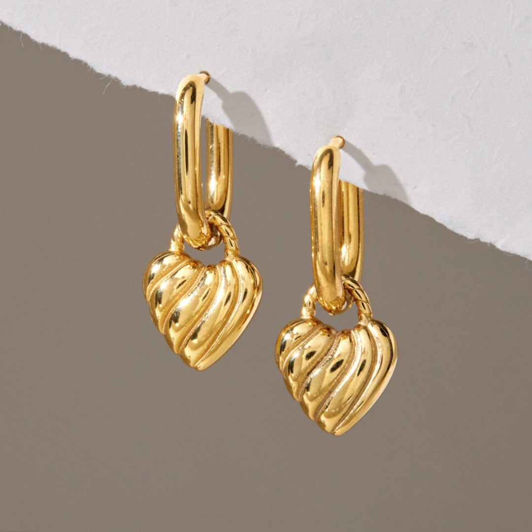 Gold Amour Heart Hoop Earrings