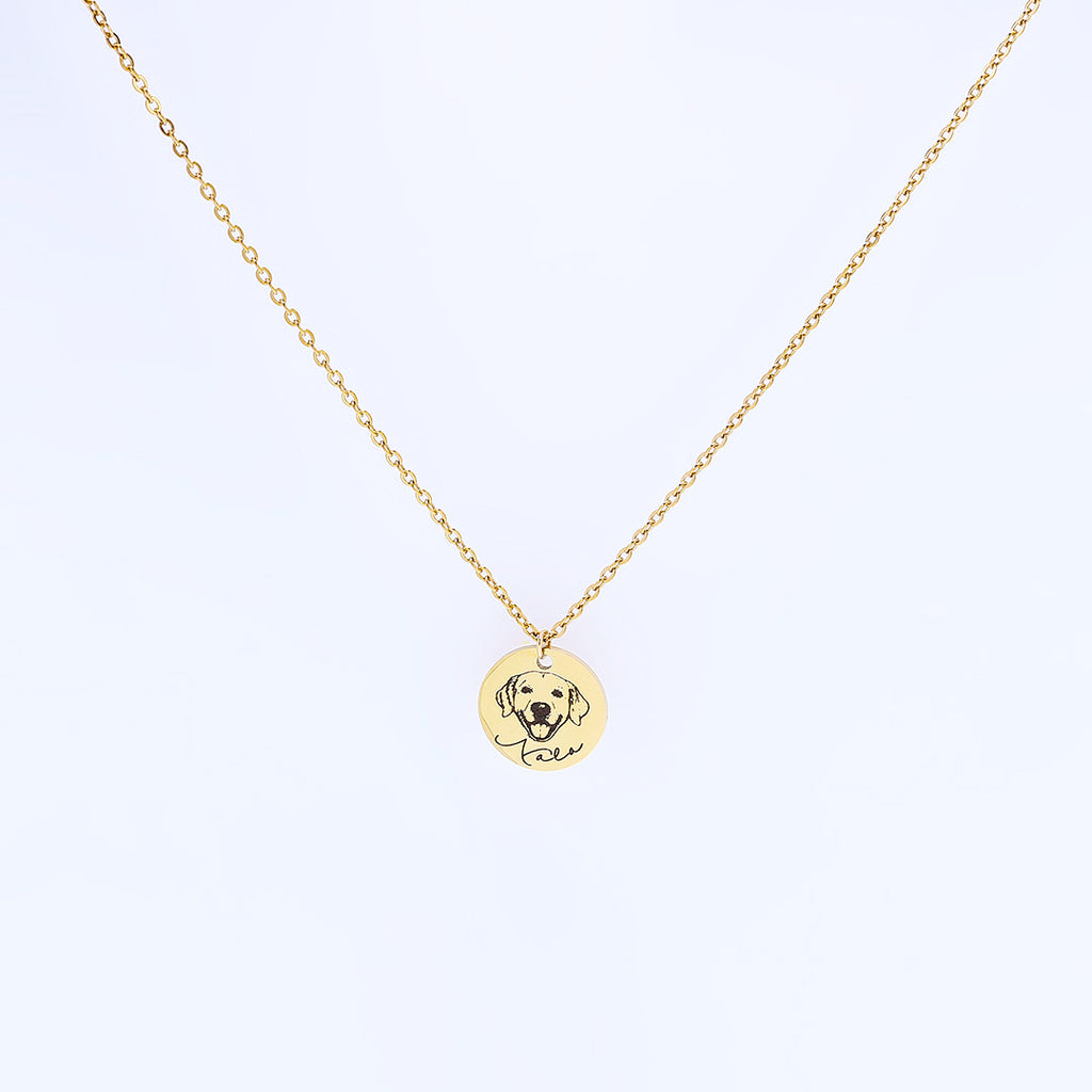 Gold Custom Pet Portrait Necklace