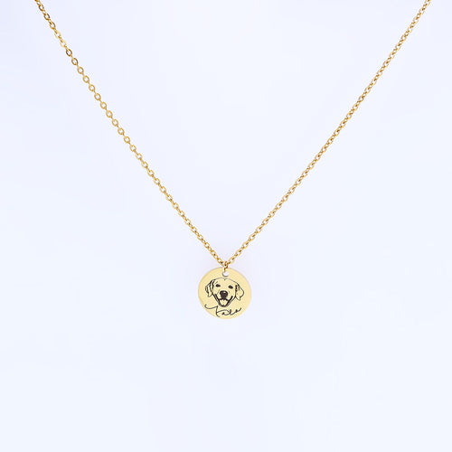 Gold Custom Pet Portrait Necklace