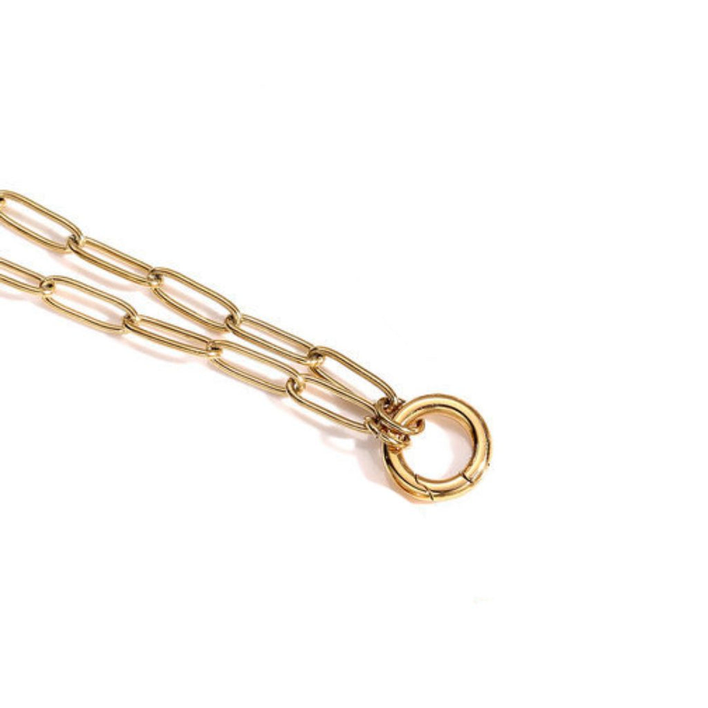 Gold Paper Clip Charm Collector Chain Necklace