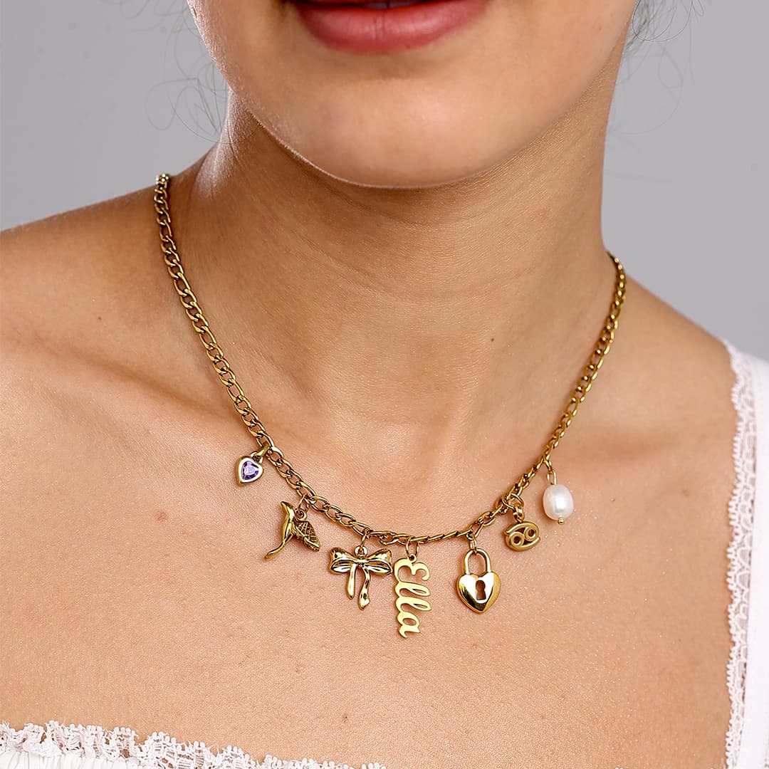 Gold Custom Charm Necklace