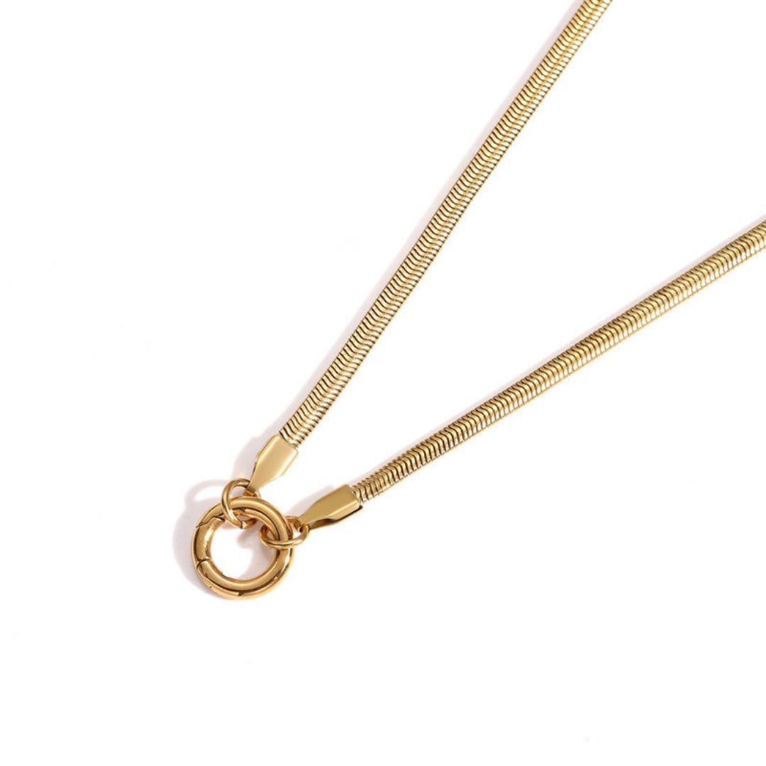 Gold Herringbone Charm Collector Chain Necklace