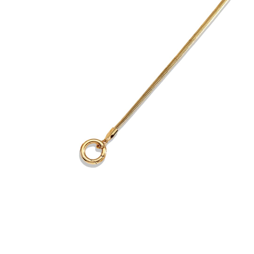 Gold Herringbone Charm Collector Chain Necklace