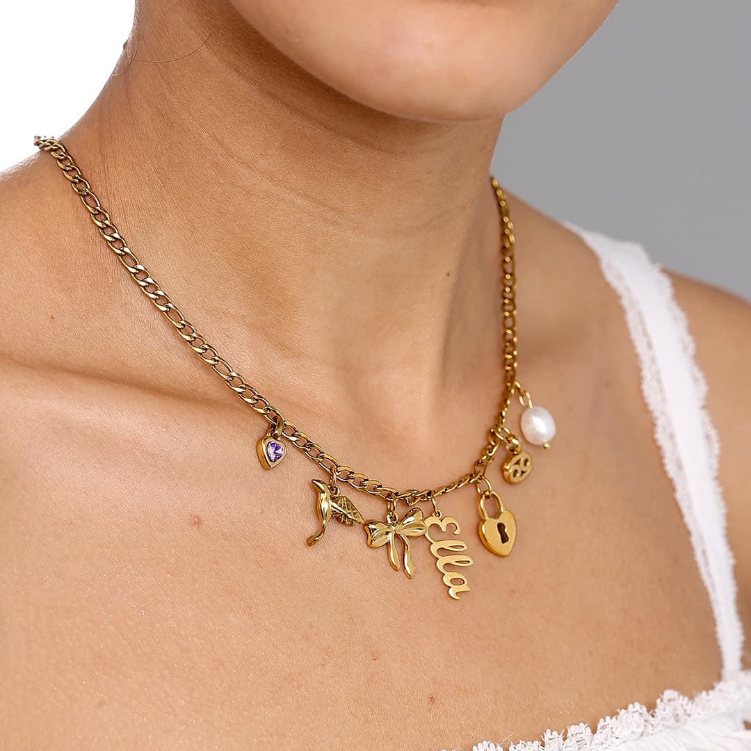 Gold Custom Charm Necklace