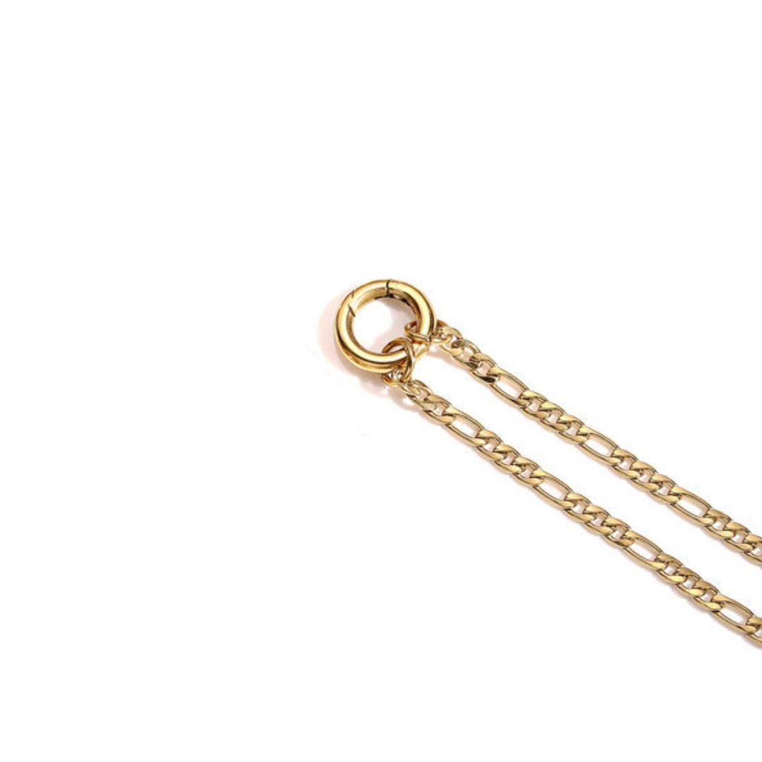 Gold Figaro Charm Collector Chain Necklace