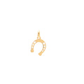 JUNE ELLE 18K gold plated 316L stainless steel horseshoe pendant on a white background, standalone charm only.