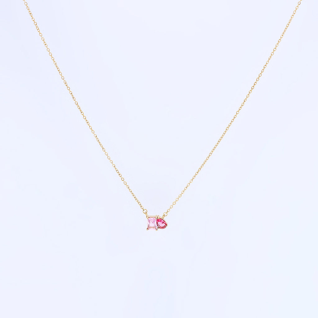 Gold Toi et Moi Birthstone Necklace