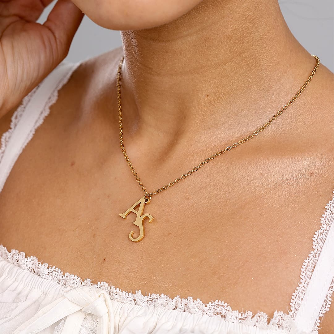 Gold Custom Dual Initial Necklace