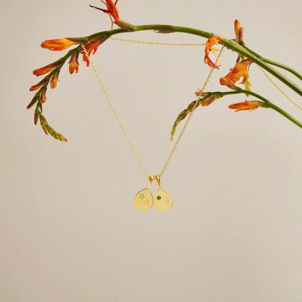 Gold Personalized Initial Birthstone Necklace
