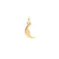 JUNE ELLE 18K gold plated 316L stainless steel moon pendant on a white background, standalone charm only.