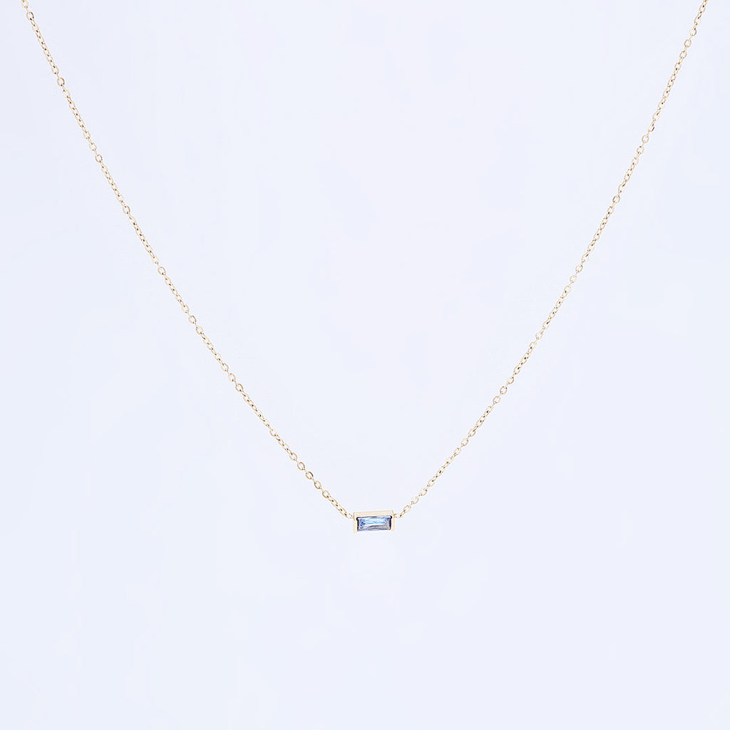 Gold Baguette Birthstone Necklace