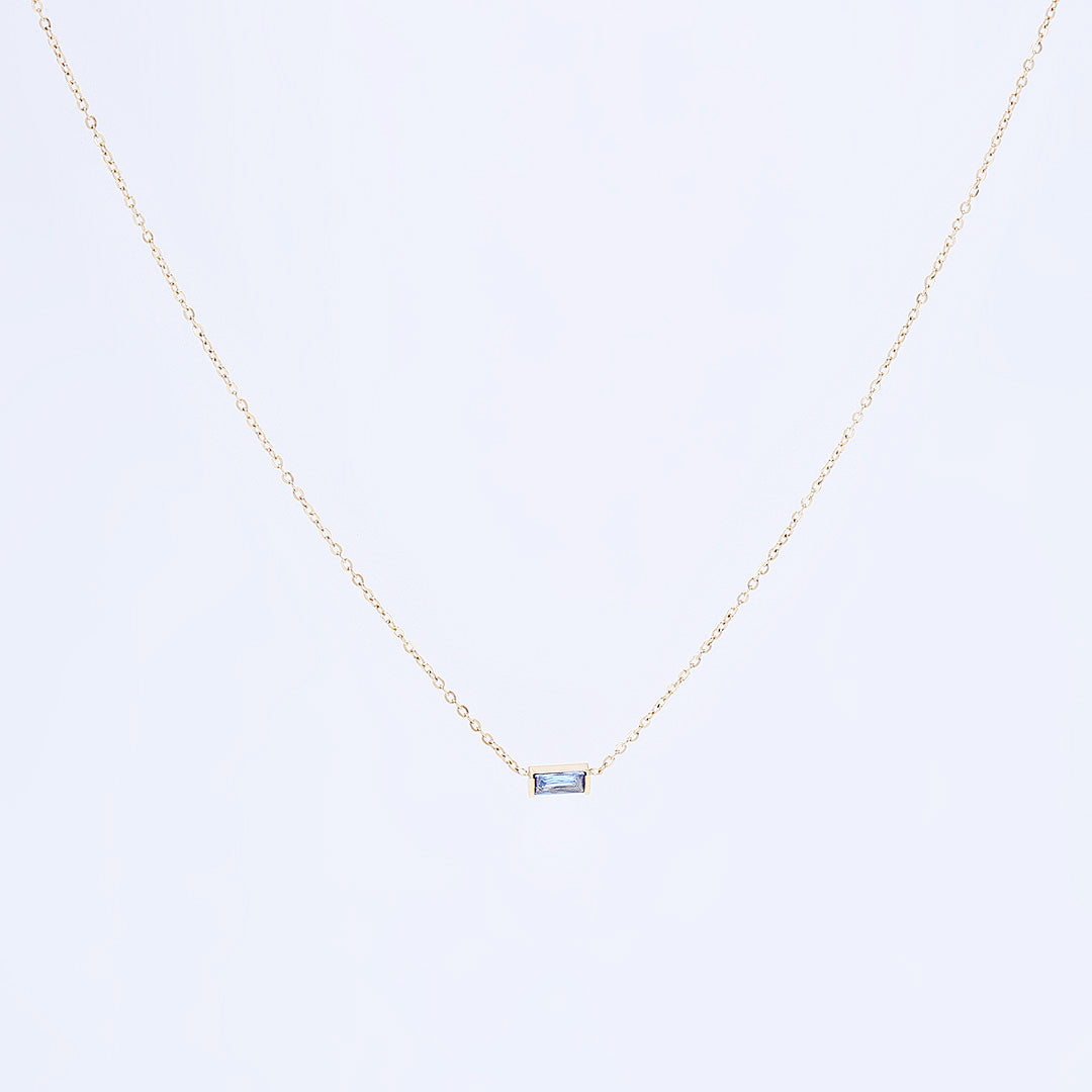 Gold Baguette Birthstone Necklace