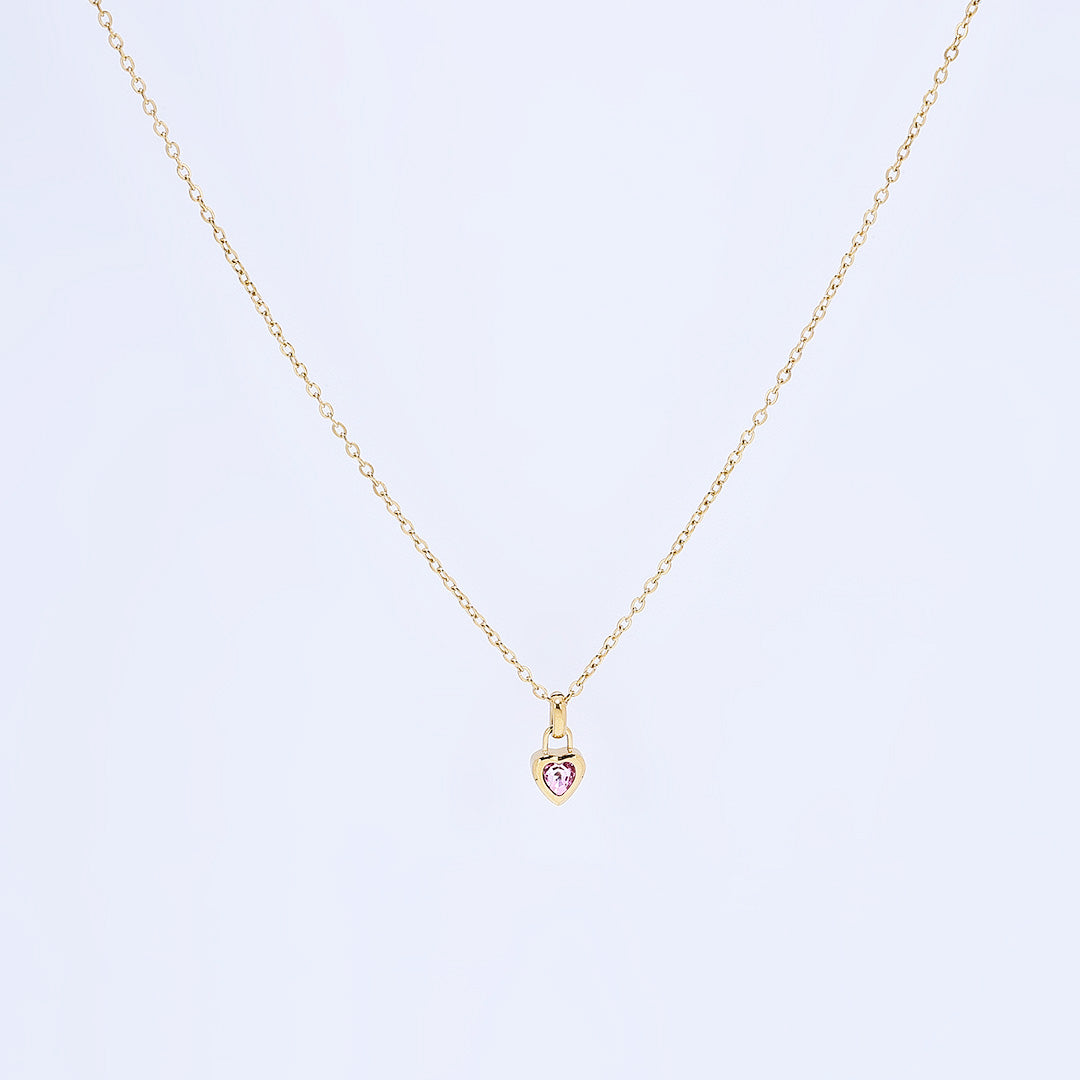 Gold Heart Birthstone Necklace
