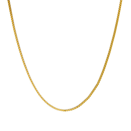 JUNE ELLE gold box chain necklace front view on white background