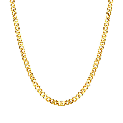 JUNE ELLE gold cuban link chain necklace front view on white background