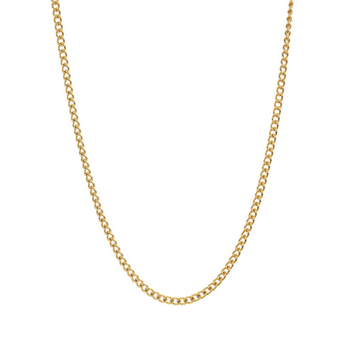 JUNE ELLE gold curb chain necklace front view on white background
