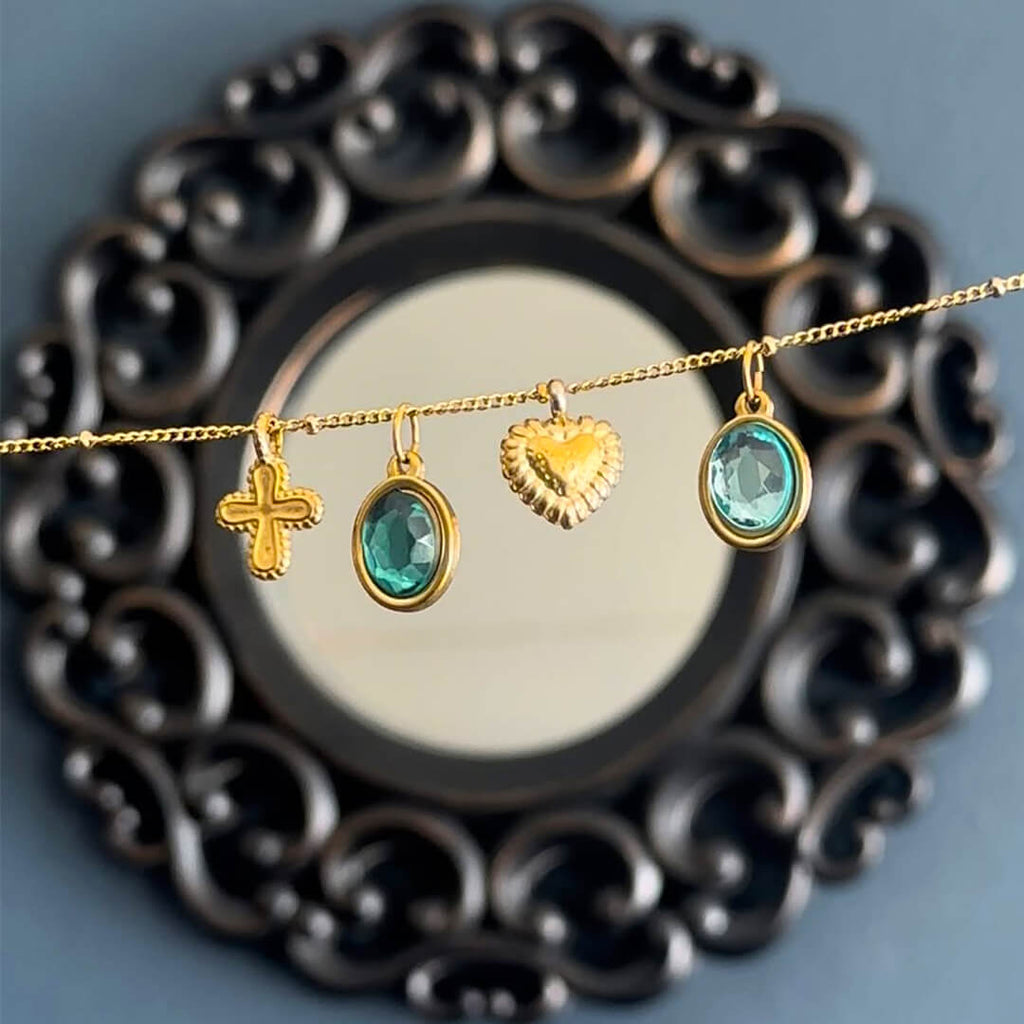 Gold Oval Birthstone Necklace