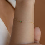 Gold Baguette Birthstone Bracelet