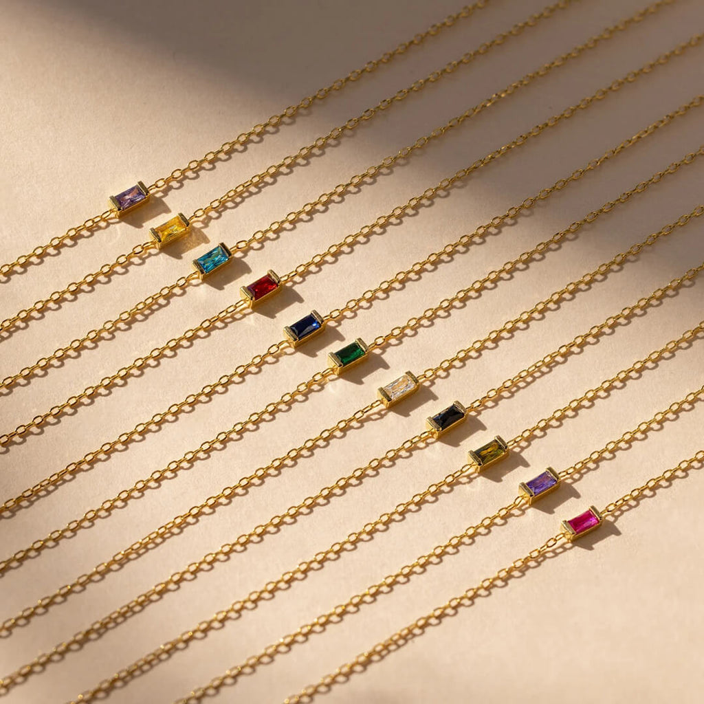Gold Baguette Birthstone Bracelet
