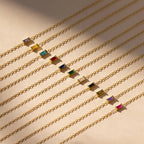 Gold Baguette Birthstone Bracelet