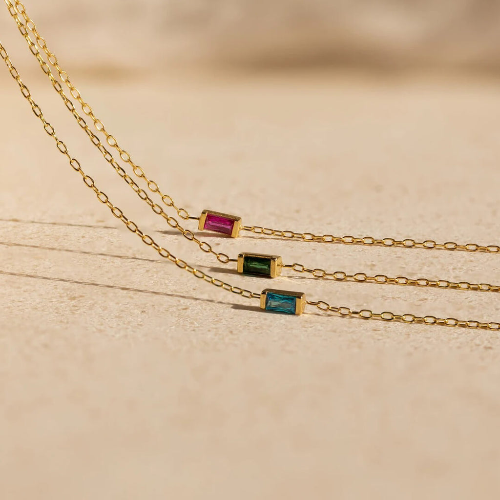 Gold Baguette Birthstone Bracelet