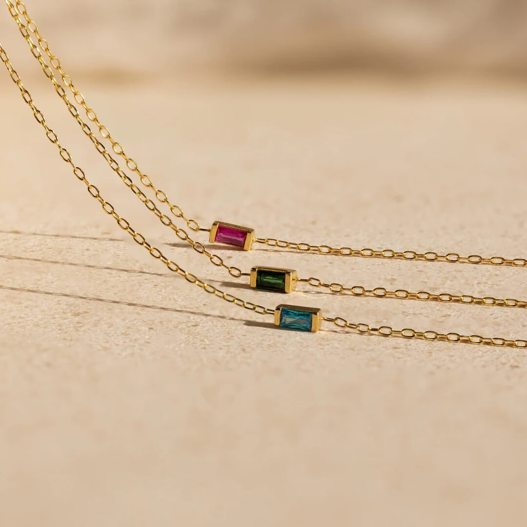 Gold Baguette Birthstone Bracelet