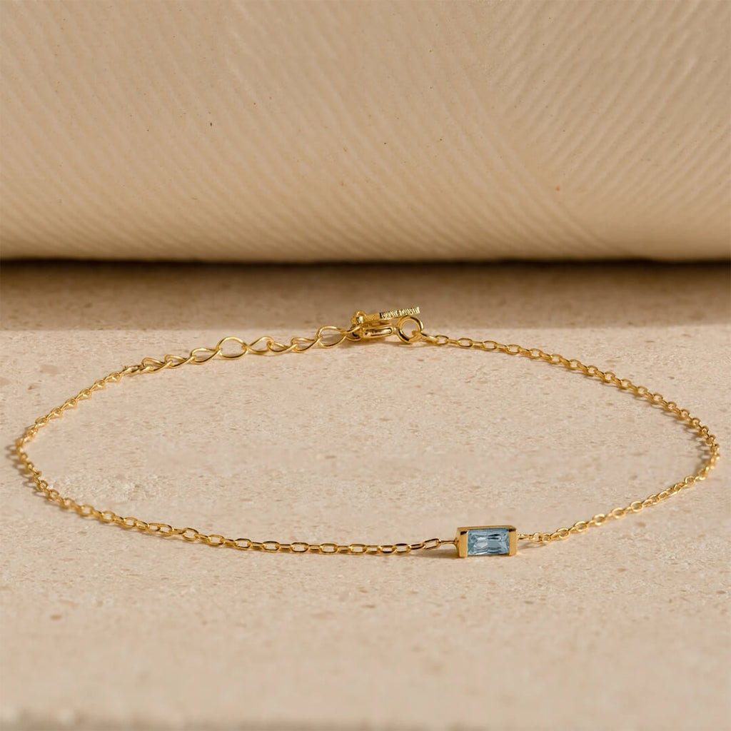 Gold Baguette Birthstone Bracelet