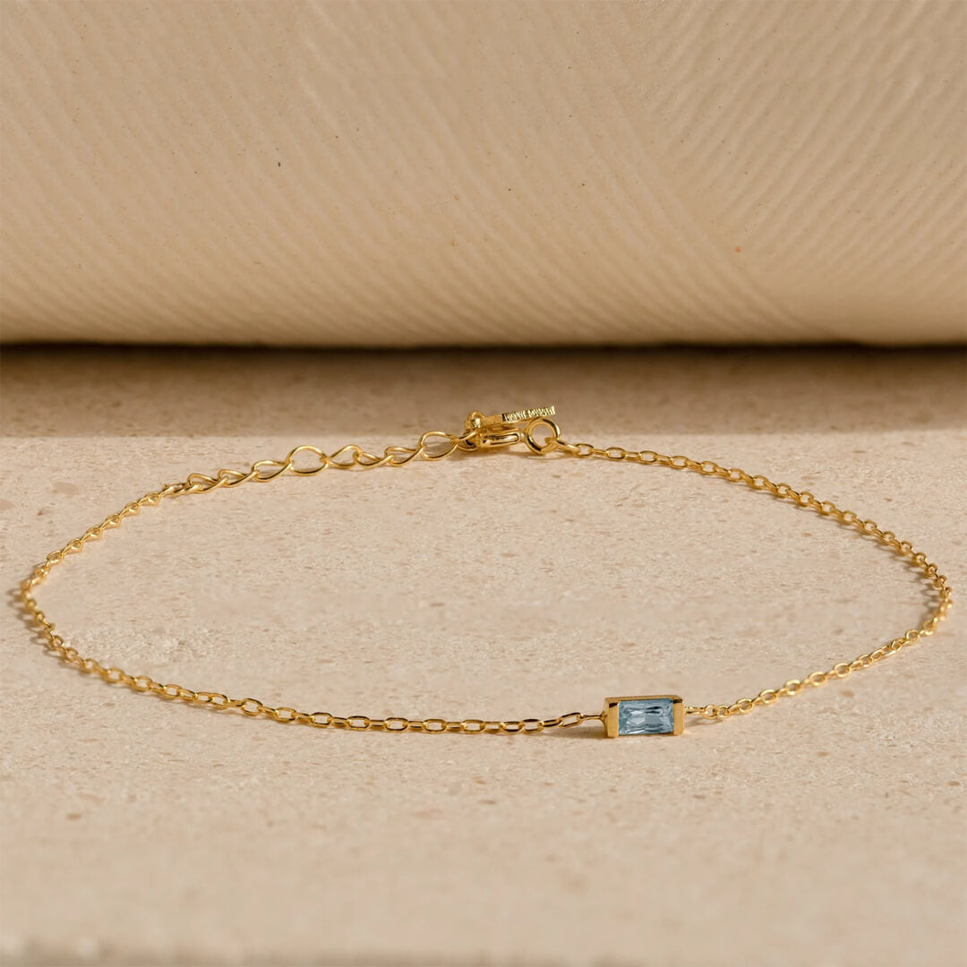 Gold Baguette Birthstone Bracelet