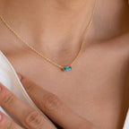 Gold Baguette Birthstone Necklace