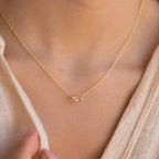 Gold Baguette Birthstone Necklace