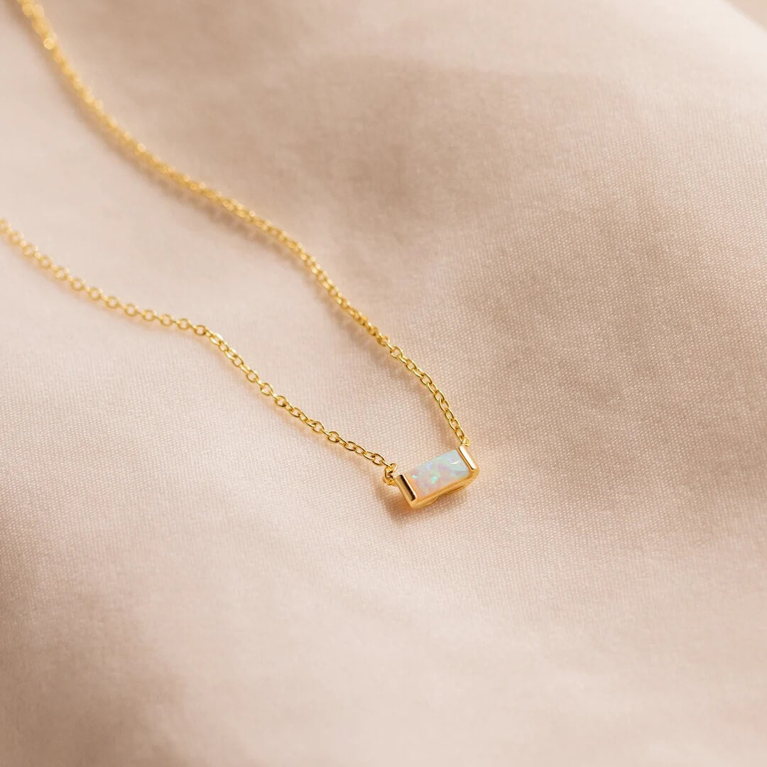 Gold Baguette Birthstone Necklace
