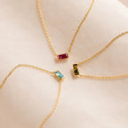 Gold Baguette Birthstone Necklace