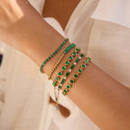 Gold Emerald Heart Tennis Bracelet