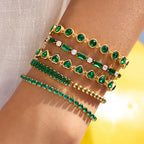 Gold Emerald Heart Tennis Bracelet