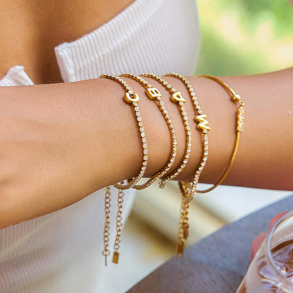 Gold Initial Tennis Bracelet