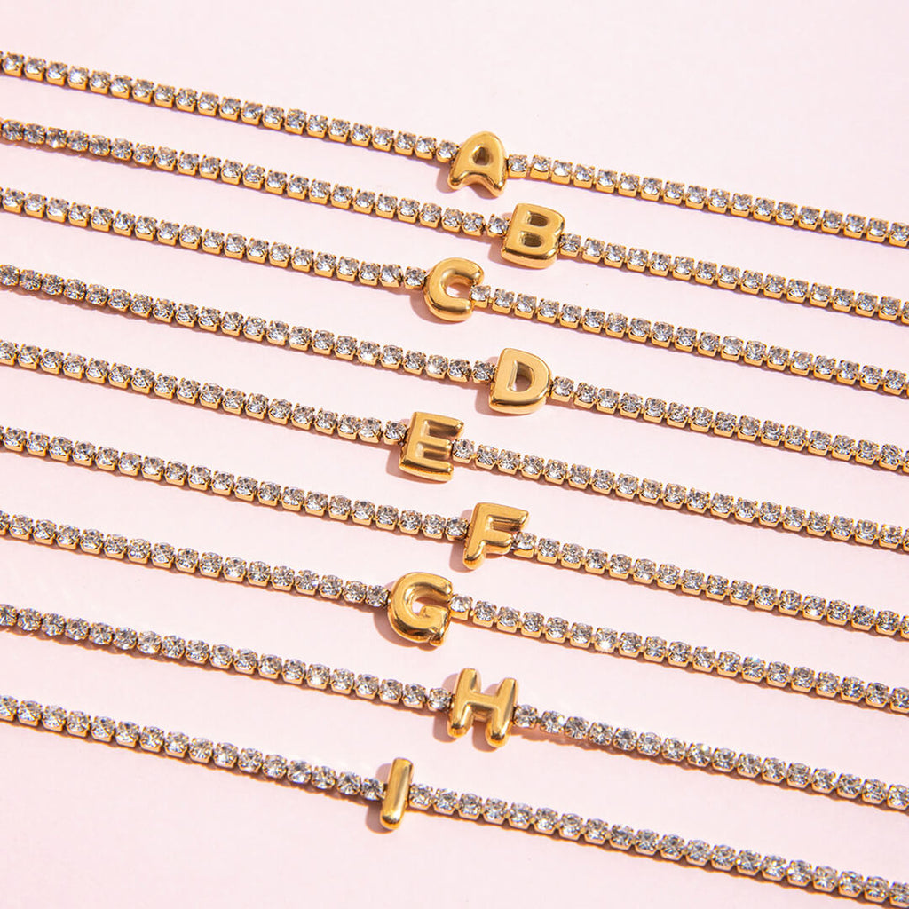 Gold Initial Tennis Bracelet