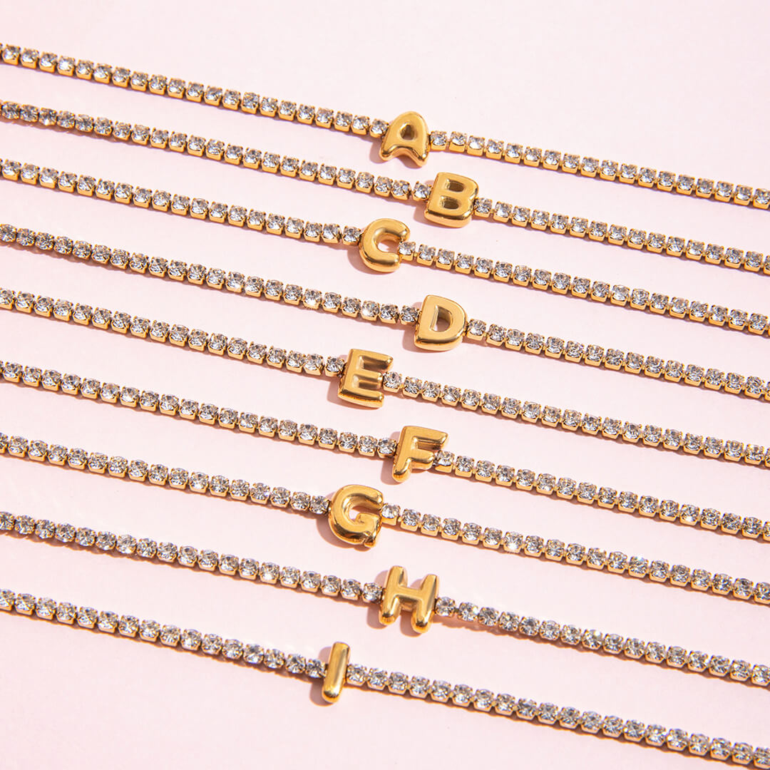 Gold Initial Tennis Bracelet